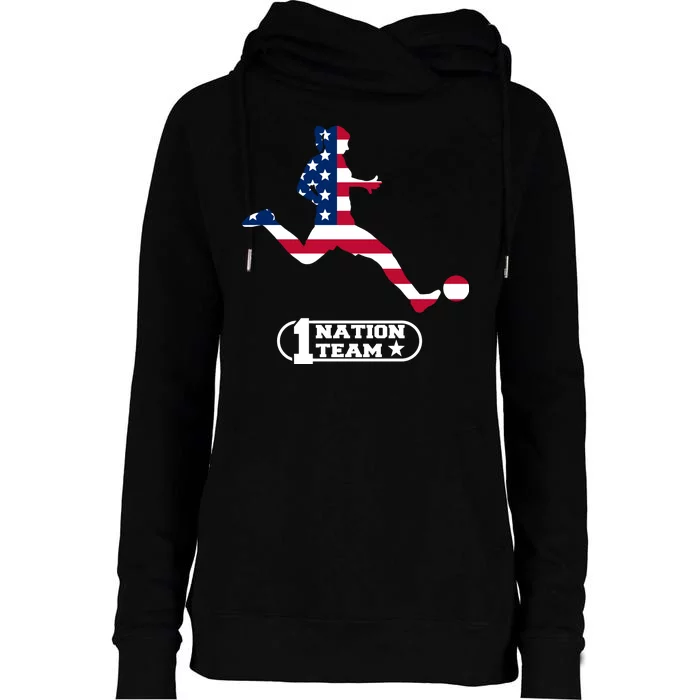 USA 1 Nation Soccer Team Womens Funnel Neck Pullover Hood