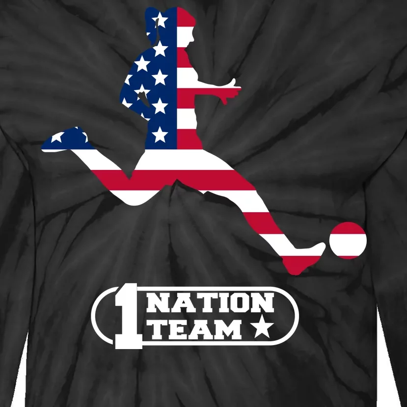 USA 1 Nation Soccer Team Tie-Dye Long Sleeve Shirt