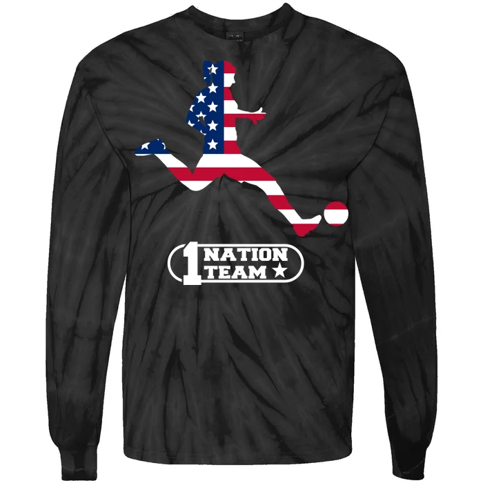 USA 1 Nation Soccer Team Tie-Dye Long Sleeve Shirt