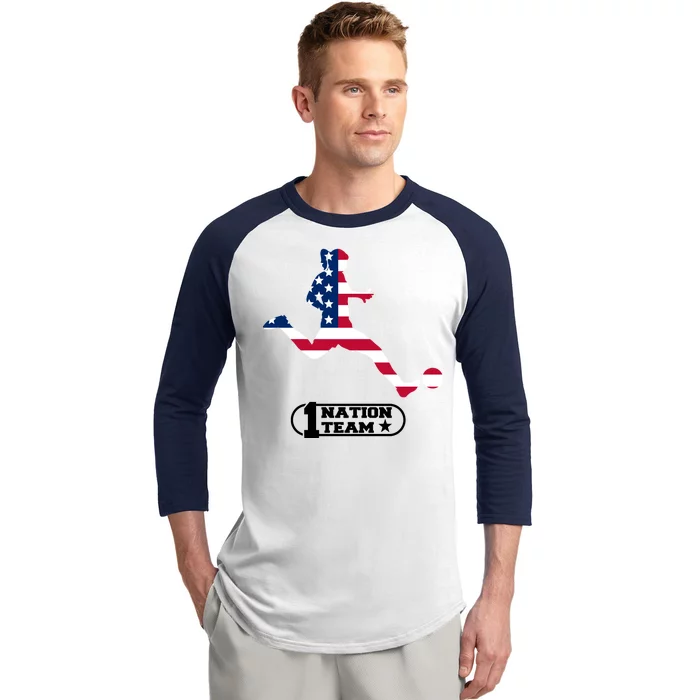 USA 1 Nation Soccer Team Baseball Sleeve Shirt