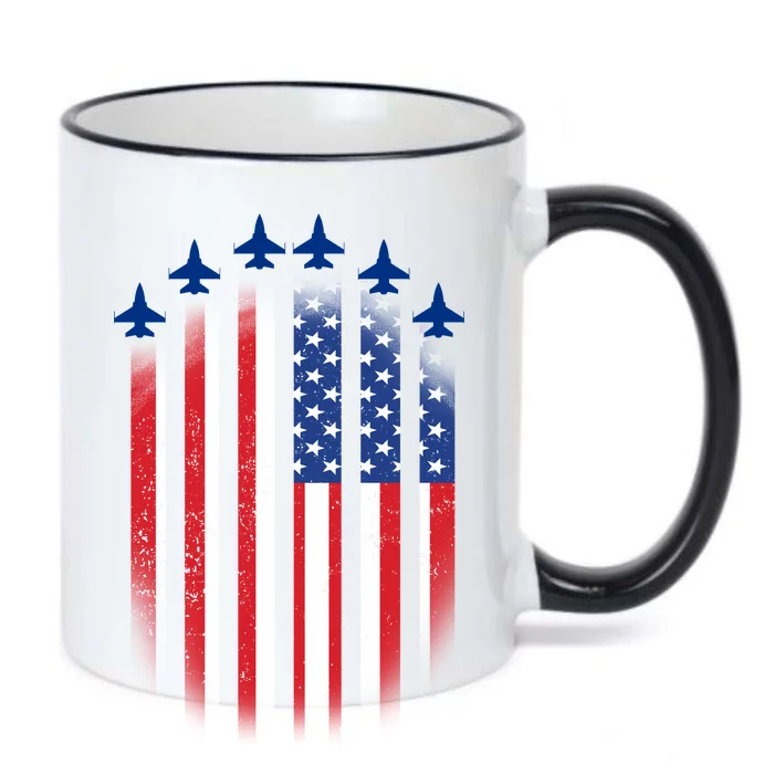 USA Air Force Jets American Flag Black Color Changing Mug