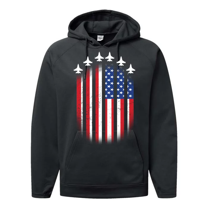 USA Air Force Jets American Flag Performance Fleece Hoodie