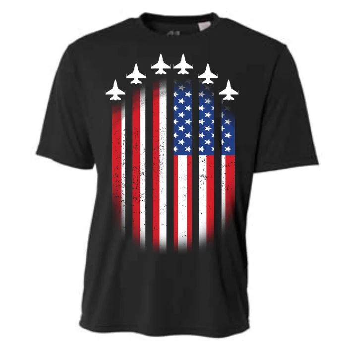 USA Air Force Jets American Flag Cooling Performance Crew T-Shirt