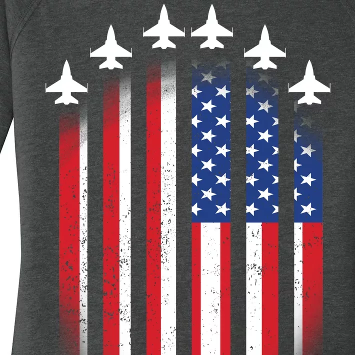 USA Air Force Jets American Flag Women's Perfect Tri Tunic Long Sleeve Shirt