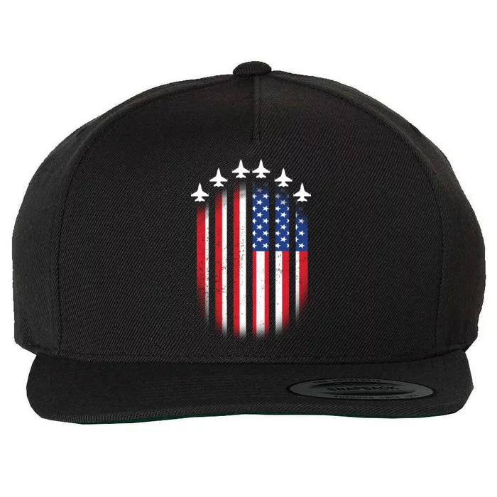 USA Air Force Jets American Flag Wool Snapback Cap