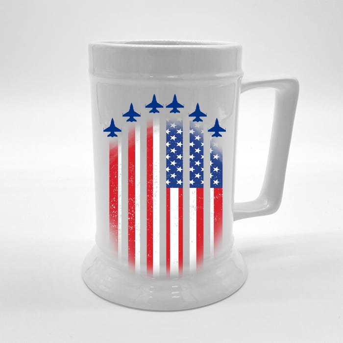 USA Air Force Jets American Flag Front & Back Beer Stein