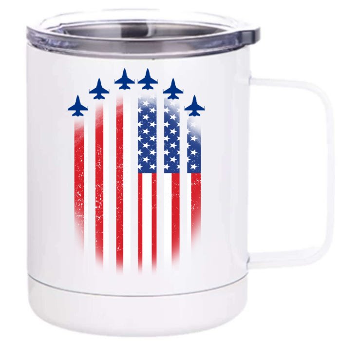 USA Air Force Jets American Flag Front & Back 12oz Stainless Steel Tumbler Cup