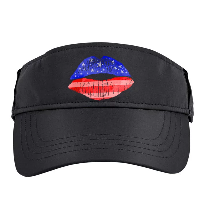 USA American Flag Lipstick Print Adult Drive Performance Visor