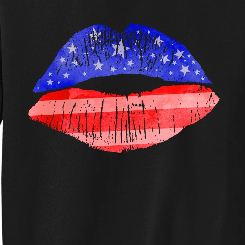 USA American Flag Lipstick Print Tall Sweatshirt