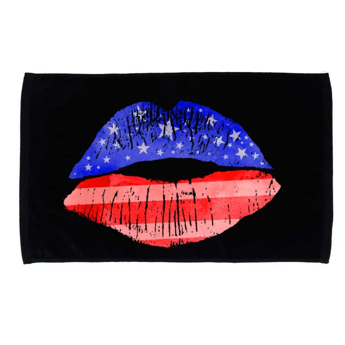 USA American Flag Lipstick Print Microfiber Hand Towel