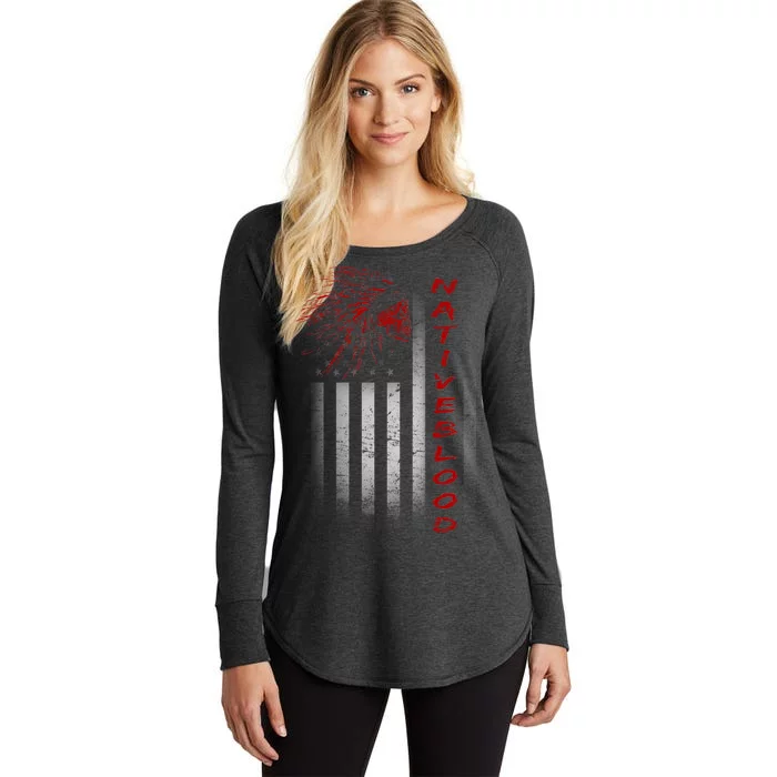 USA American Flag Native Blood Women's Perfect Tri Tunic Long Sleeve Shirt