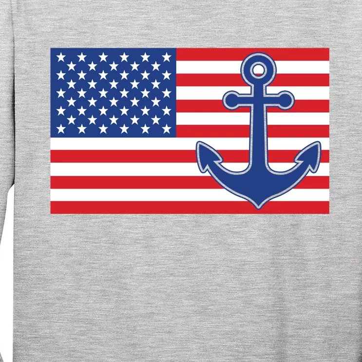 USA American Nautical Anchor Flag Tall Long Sleeve T-Shirt