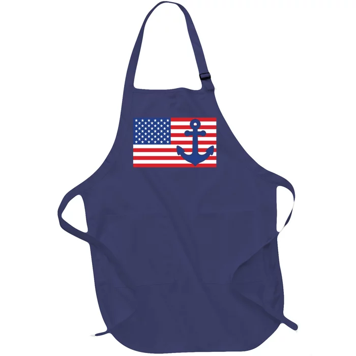 USA American Nautical Anchor Flag Full-Length Apron With Pocket