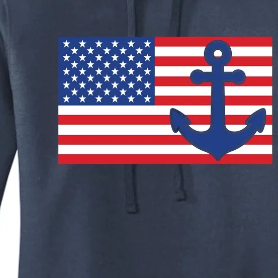 USA American Nautical Anchor Flag Women's Pullover Hoodie