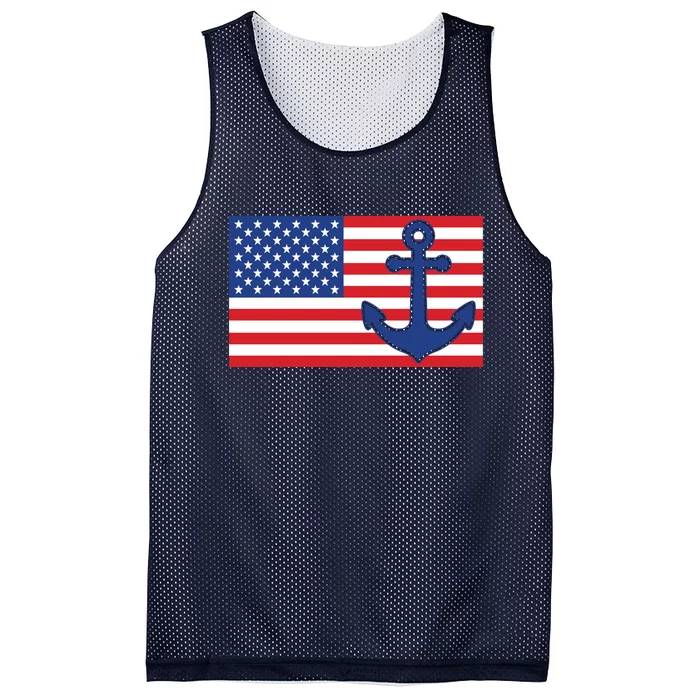 USA American Nautical Anchor Flag Mesh Reversible Basketball Jersey Tank