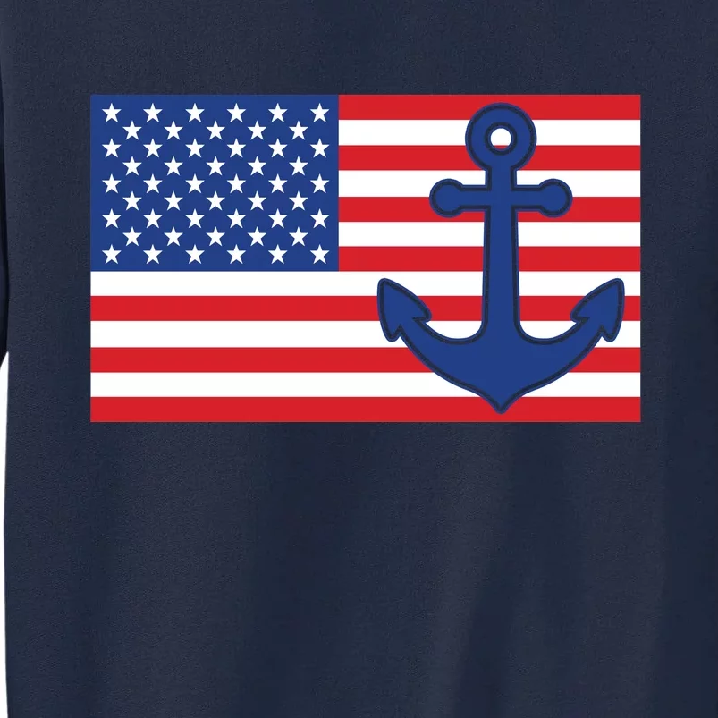 USA American Nautical Anchor Flag Tall Sweatshirt