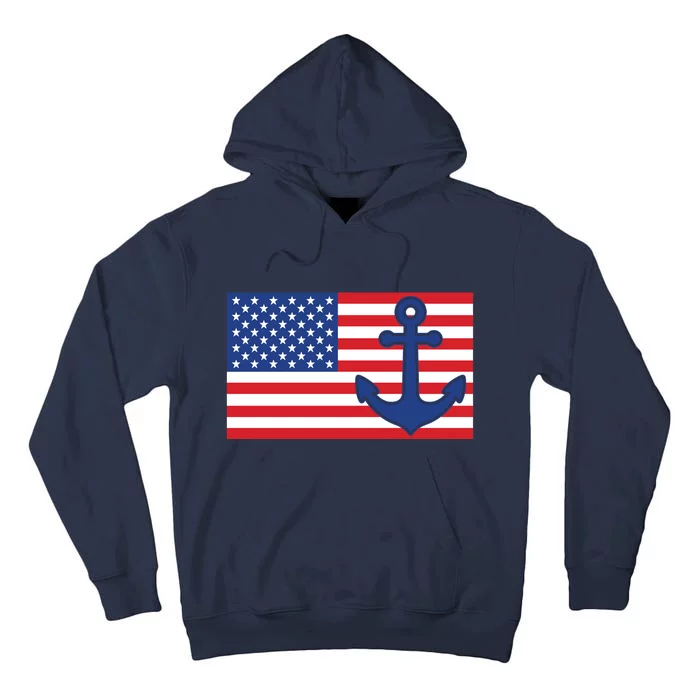 USA American Nautical Anchor Flag Tall Hoodie