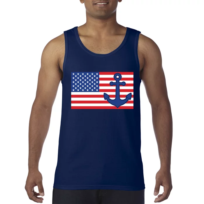 USA American Nautical Anchor Flag Tank Top