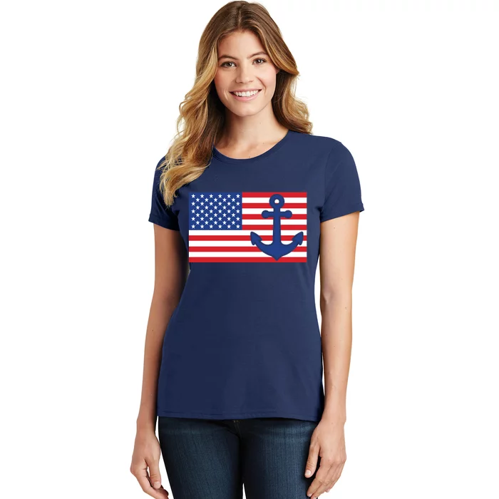 USA American Nautical Anchor Flag Women's T-Shirt