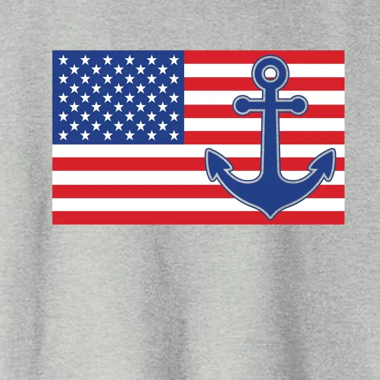 USA American Nautical Anchor Flag Women's Crop Top Tee