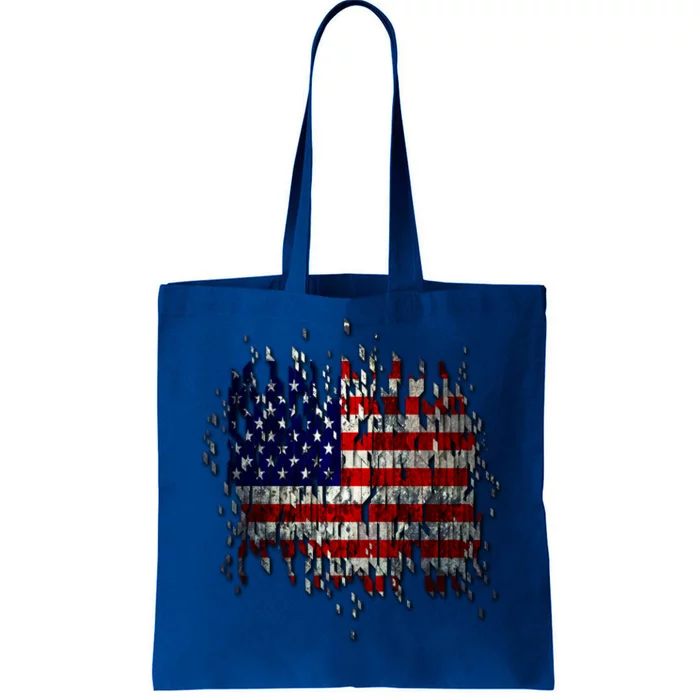 USA American Ripped Torn Flag Tote Bag