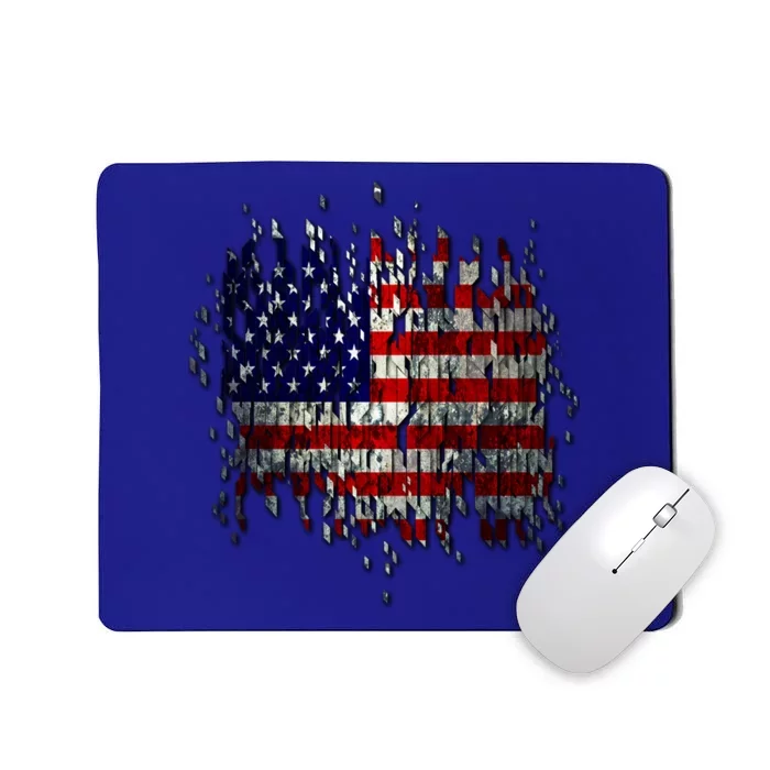 USA American Ripped Torn Flag Mousepad