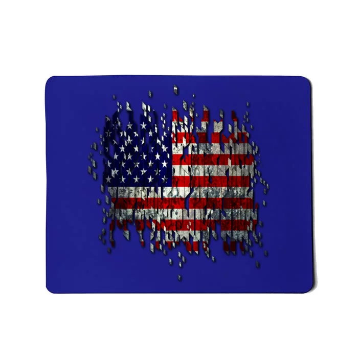 USA American Ripped Torn Flag Mousepad