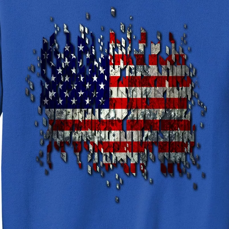 USA American Ripped Torn Flag Tall Sweatshirt