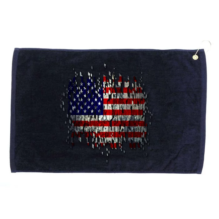 USA American Ripped Torn Flag Grommeted Golf Towel