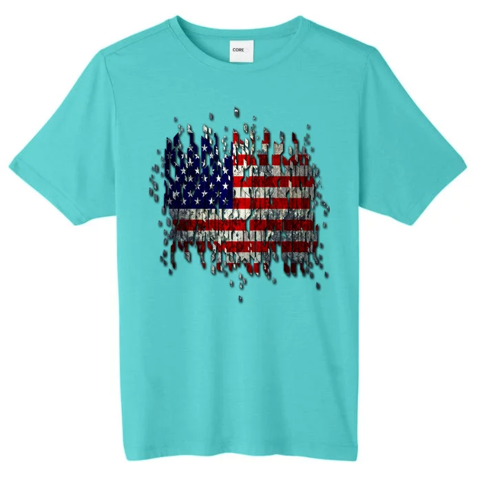 USA American Ripped Torn Flag ChromaSoft Performance T-Shirt