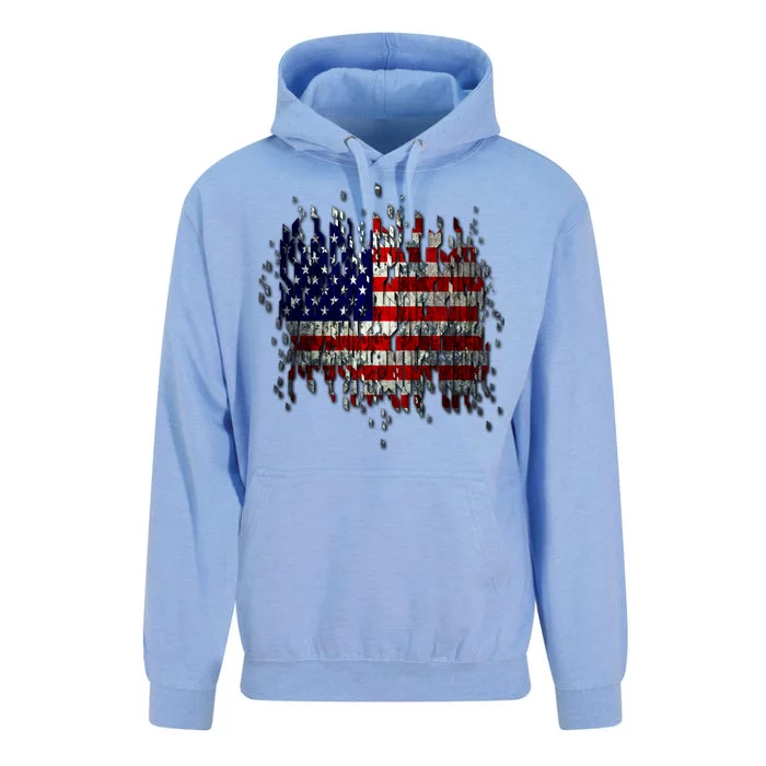 USA American Ripped Torn Flag Unisex Surf Hoodie