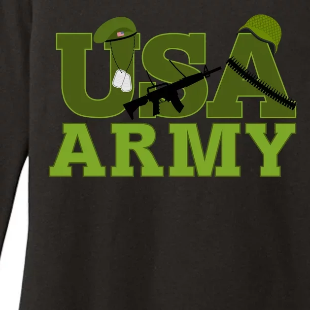 USA Army Camo Logo Womens CVC Long Sleeve Shirt