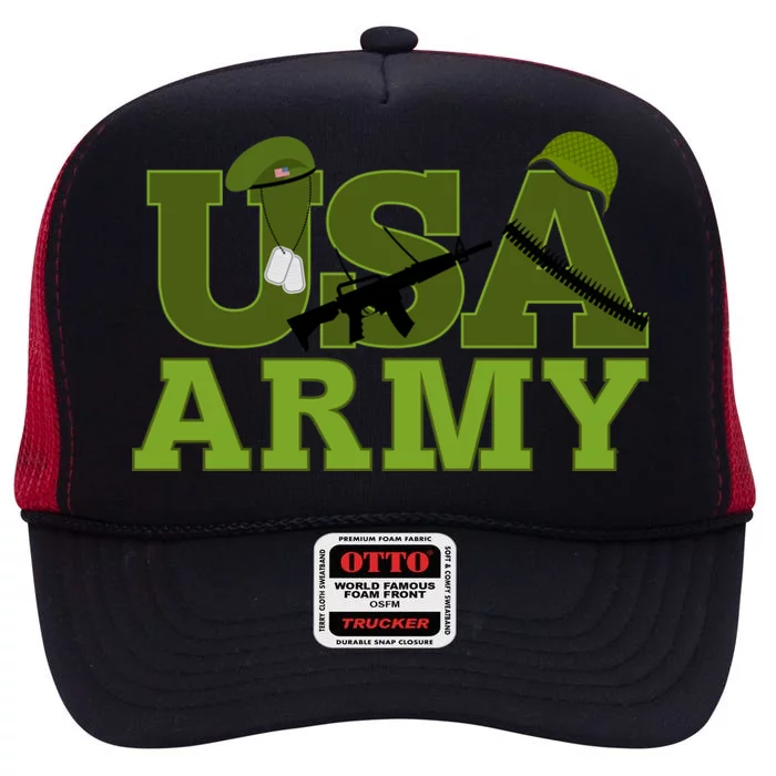 USA Army Camo Logo High Crown Mesh Trucker Hat