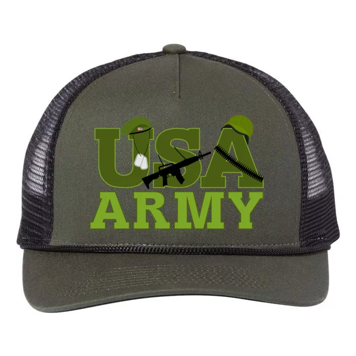 USA Army Camo Logo Retro Rope Trucker Hat Cap