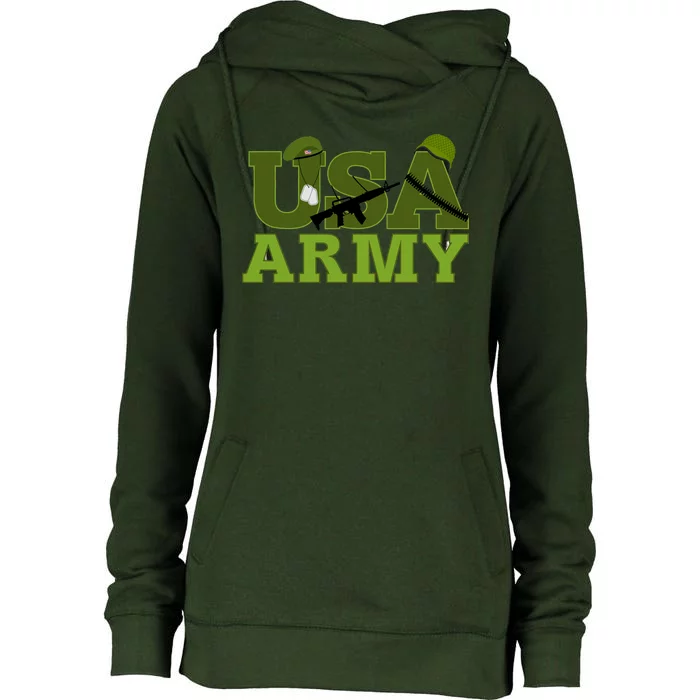 USA Army Camo Logo Womens Funnel Neck Pullover Hood