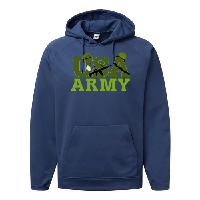 USA Army Camo Logo Performance Fleece Hoodie