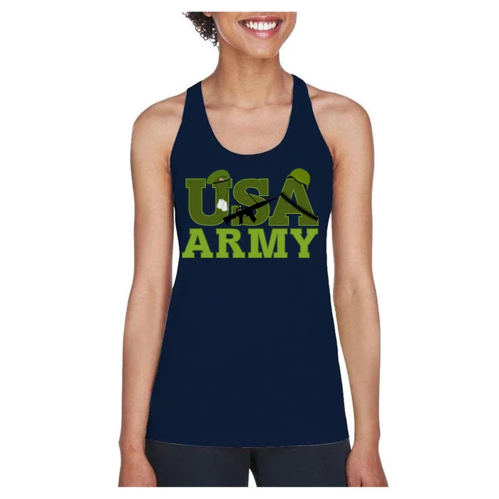 USA Army Camo Logo Women's Racerback Tank