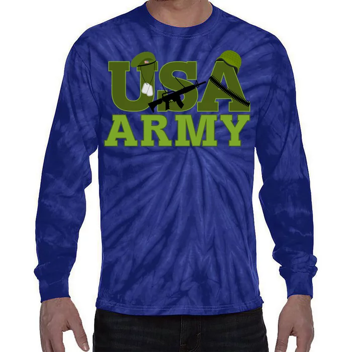 USA Army Camo Logo Tie-Dye Long Sleeve Shirt