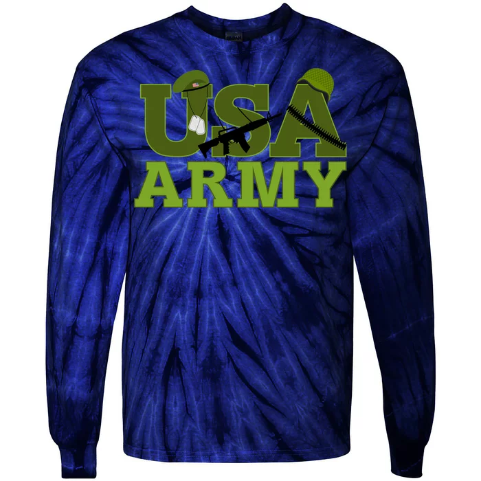 USA Army Camo Logo Tie-Dye Long Sleeve Shirt