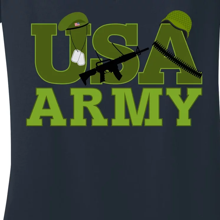 USA Army Camo Logo Women's V-Neck T-Shirt