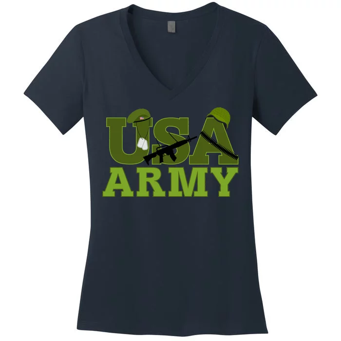 USA Army Camo Logo Women's V-Neck T-Shirt