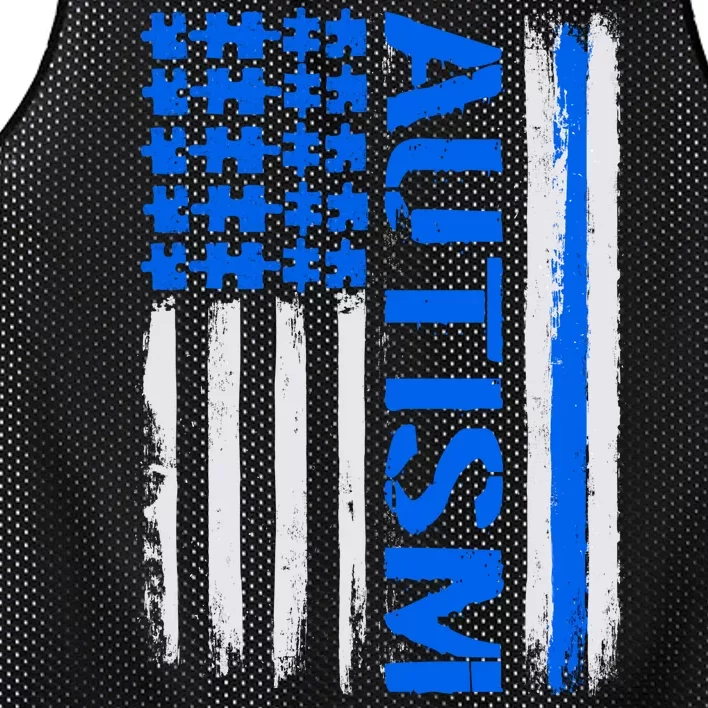 USA Autism Awareness Puzzle Flag Mesh Reversible Basketball Jersey Tank