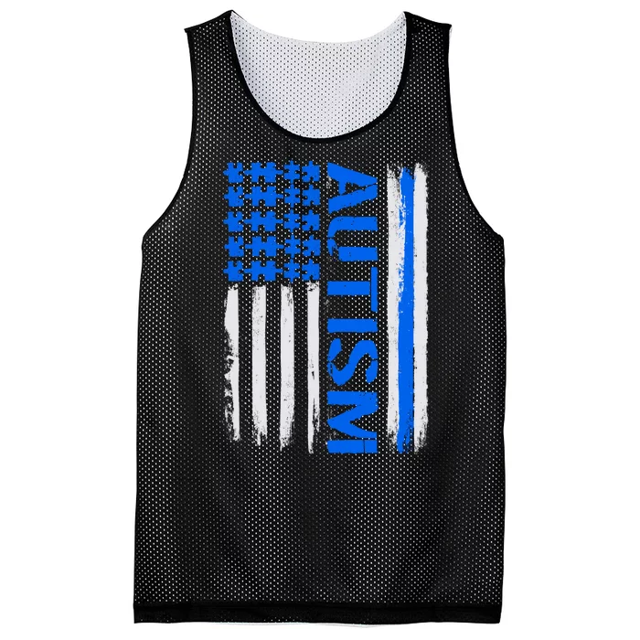 USA Autism Awareness Puzzle Flag Mesh Reversible Basketball Jersey Tank