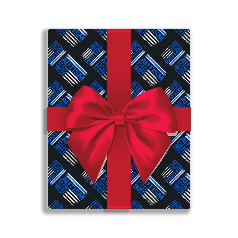 USA Autism Awareness Puzzle Flag Wrapping Paper