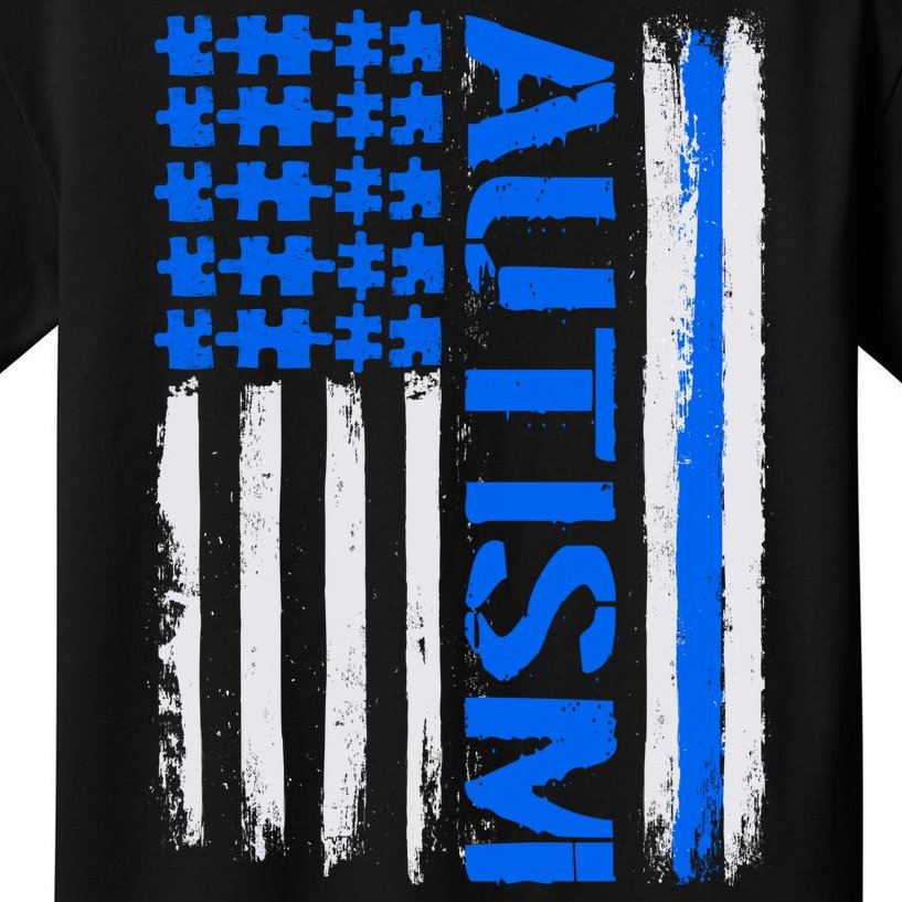 USA Autism Awareness Puzzle Flag Kids T-Shirt