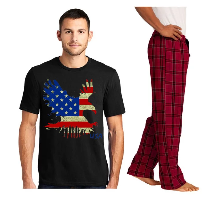 USA Bald Eagle Flag Drip 4th of July Pajama Set