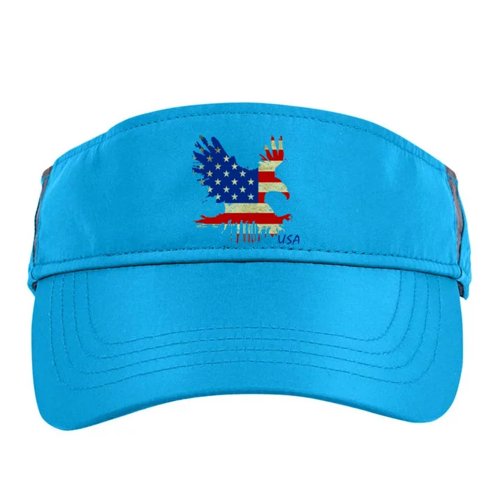 USA Bald Eagle Flag Drip 4th of July Adult Drive Performance Visor