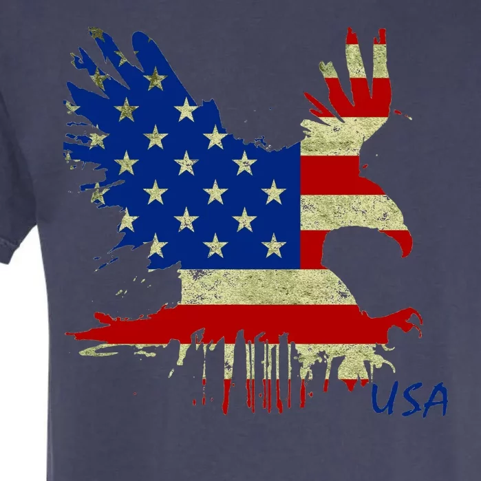 USA Bald Eagle Flag Drip 4th of July Garment-Dyed Heavyweight T-Shirt