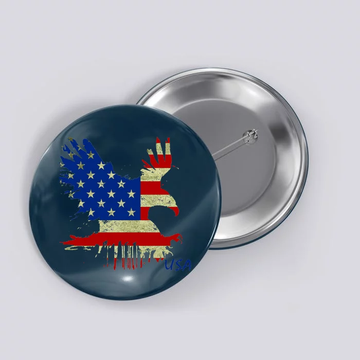 USA Bald Eagle Flag Drip 4th of July Button