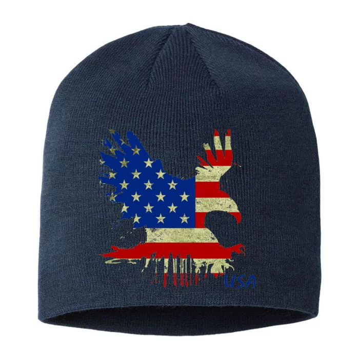 USA Bald Eagle Flag Drip 4th of July 8 1/2in Sustainable Knit Beanie